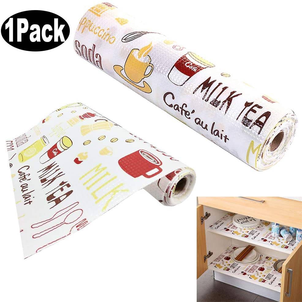 1 Roll Shelf Drawer Liner Paper Refrigerator Mat For Kitchen Cabinets Storage Non Adhesive Waterproof Pad For Kitchen Cabinets Organizing Shelves Drawers Home Desk Table Decor Coffee Set Patterns Shopee