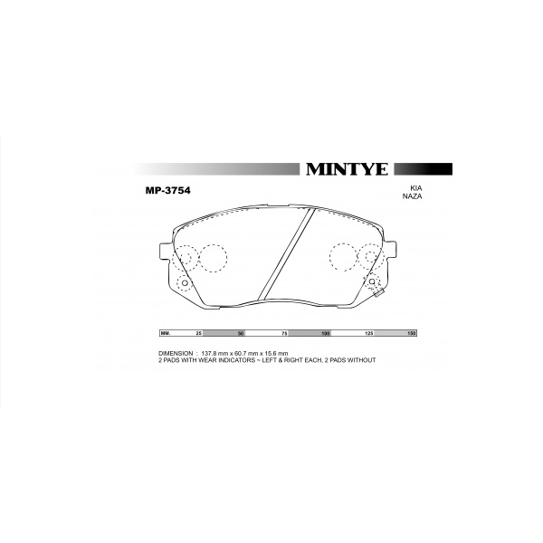 MP-3754, Disc Brake Pad, Front, Naza Citra II Rondo; KIA Caren III 06 ...