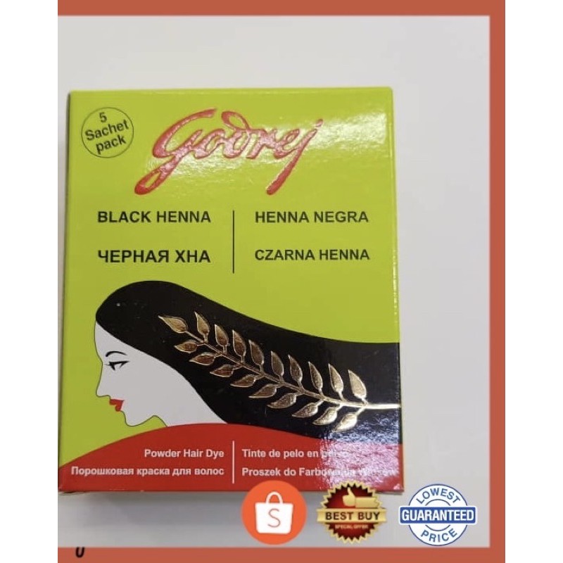 Godrej Black Henna Powder Dye pack expiry 2023 Shopee Malaysia