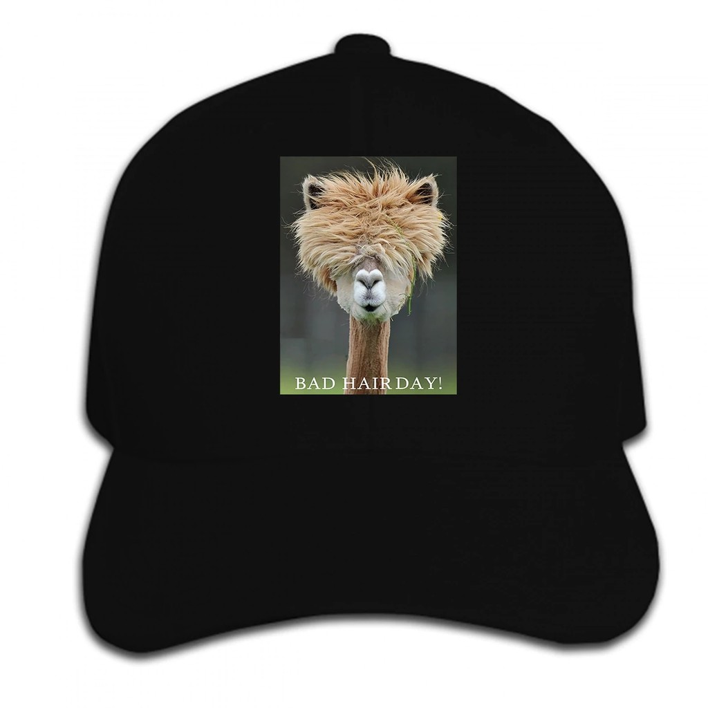 Print Hipster Baseball Cap Bad Hair Day Llama Lama Funny Cool