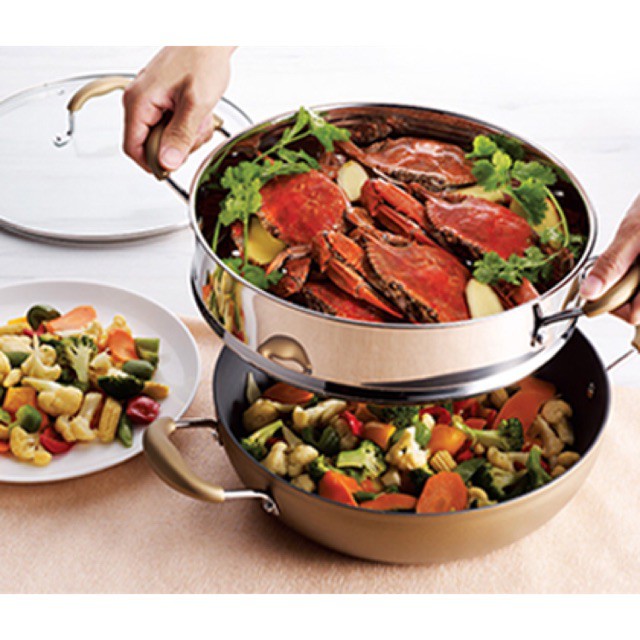 Chefology Swiss 30cm Wok With Steamer Shopee Malaysia