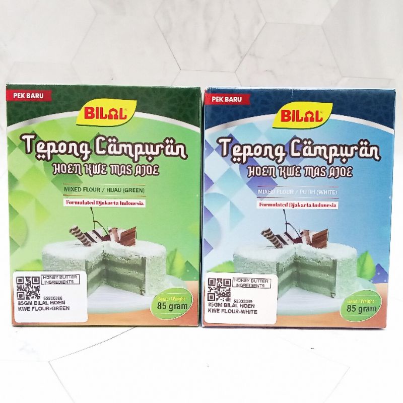 [Ready Stock] Bilal Hoen Kwe Flour White/Green Tepung Campuran Hoen Kwe Mas Ajoe 85g 印尼绿豆粉