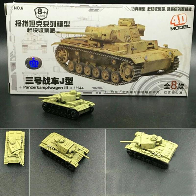 8pcs WWII Military Army Armor Battle Tank 4D Assembled Model Play Toy Kits 1:144
