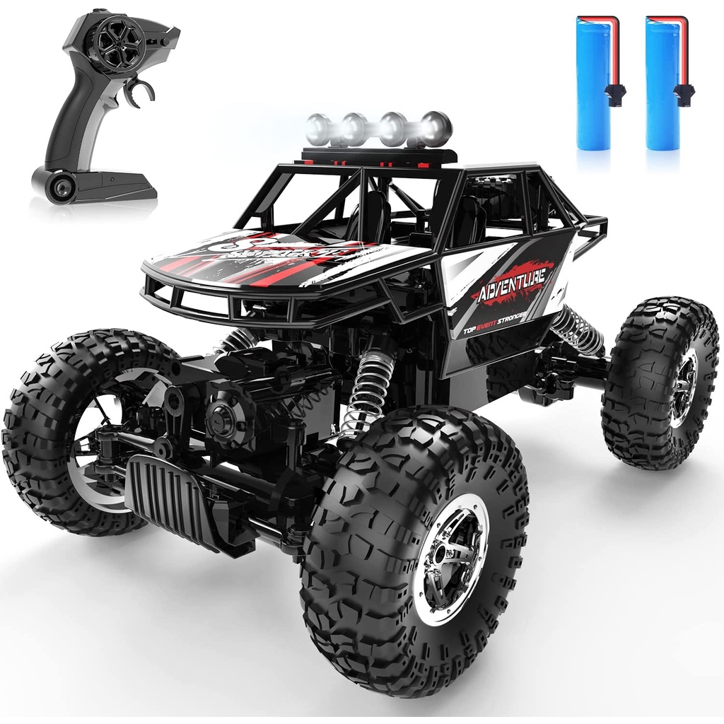 DEERC DE45 1:16 Metal Shell 4WD Dual Motors LED Headlight Rock Crawler ...