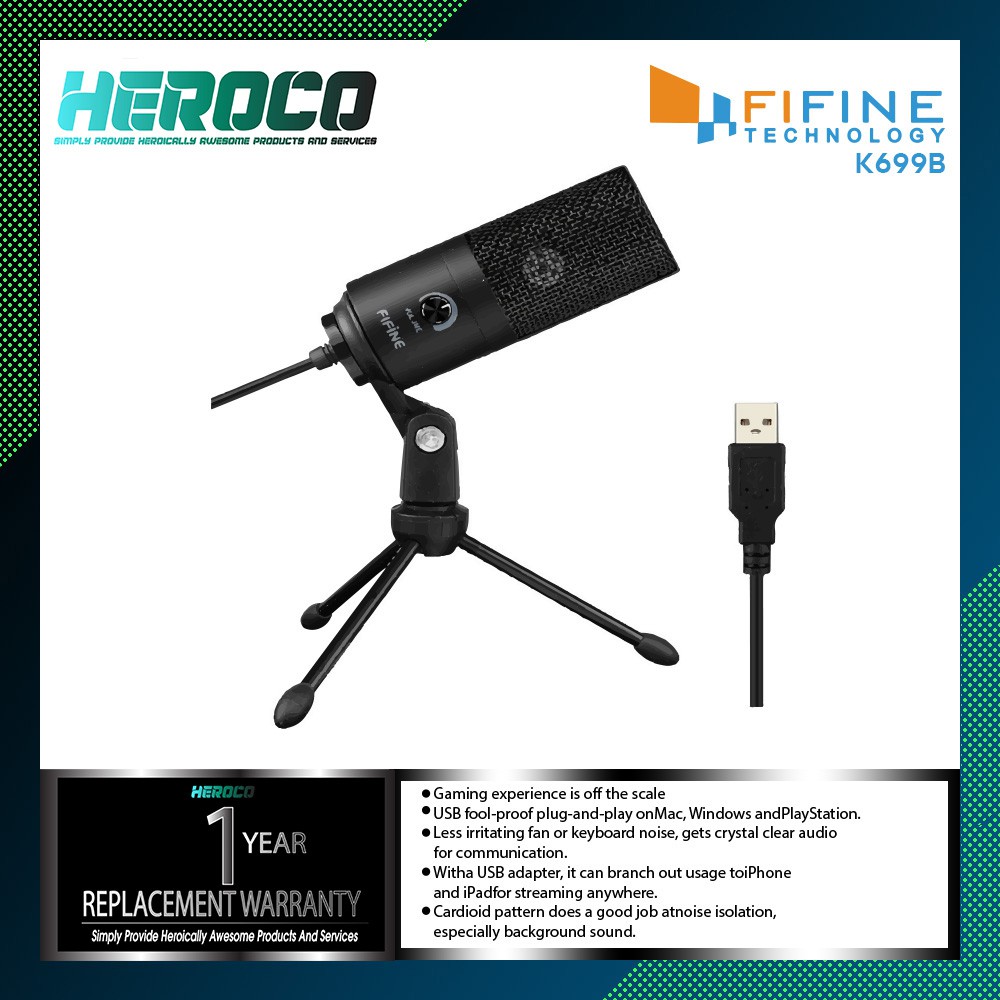 Fifine K669B Metal Condenser USB Microphone Recording Microphone For