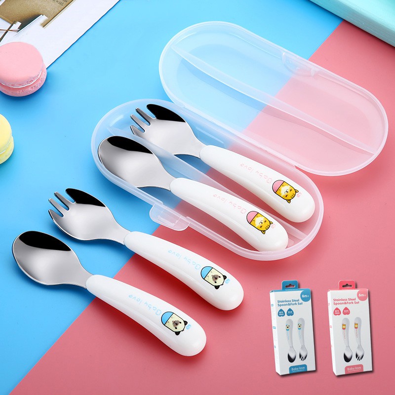 stainless steel baby spoon and fork set