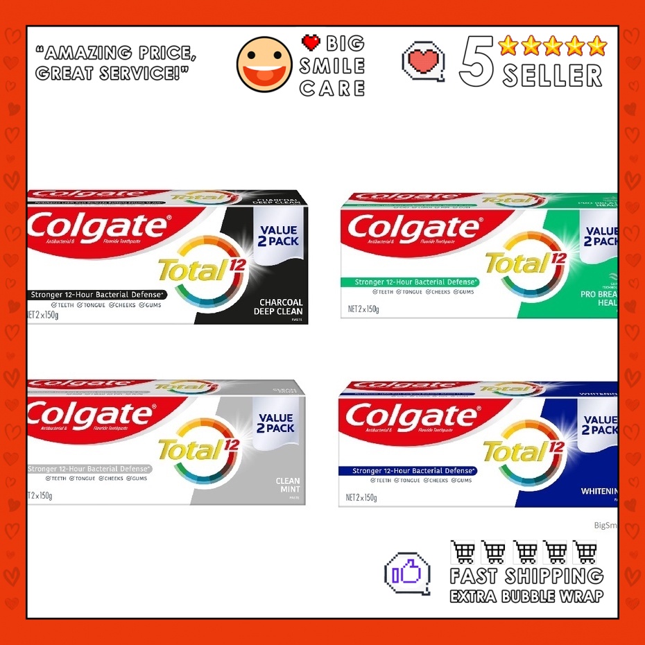 Colgate Total Toothpaste Value Pack 2x150g Charcoal Pro Breath Whitening Shopee Malaysia