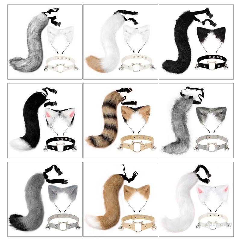 Cozy Furry Cat Ears Headband Soft Animal Tail Necklace Cosplay Party Photo  Prop | Shopee Malaysia