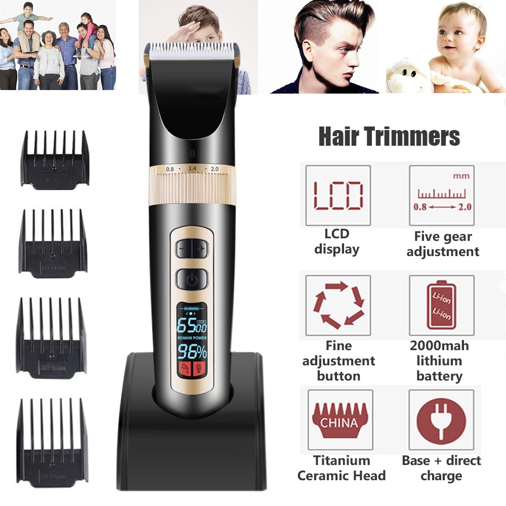 Men S Lcd Electric Cord Cordless Rechargeble Hair Clipper Trimmer