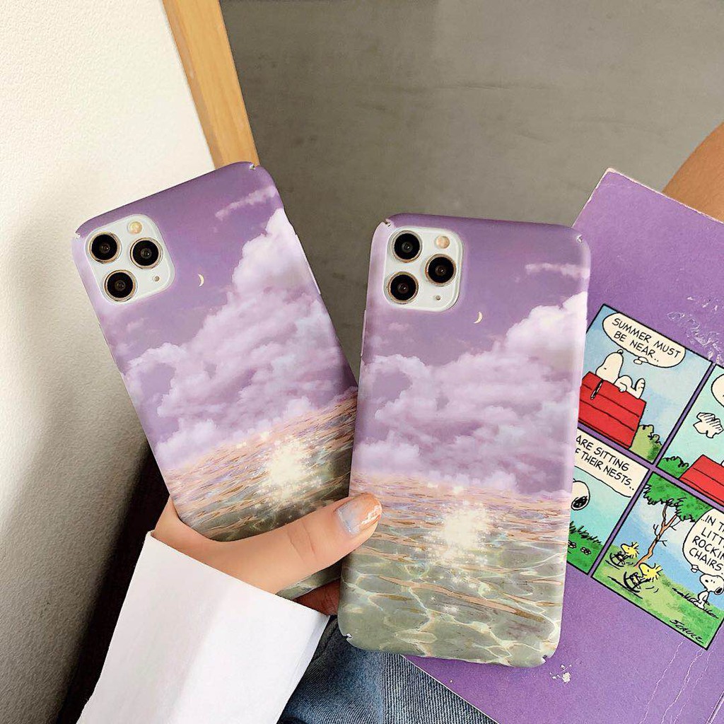 Purple Sky Green Sea Phone Casing For Iphone 12 11 Pro Max 12pro Xs X Xr Se2 8 7 6s 6 Plus Case Ultra Thin Hard Pc Solid Color Cover Shopee Malaysia