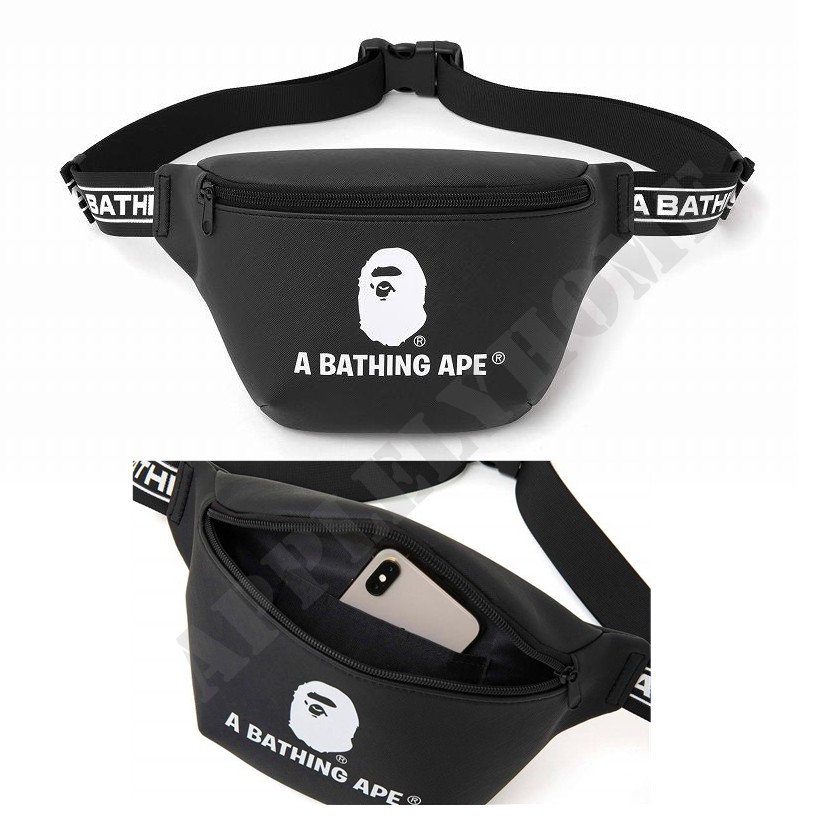 bape waist bag black