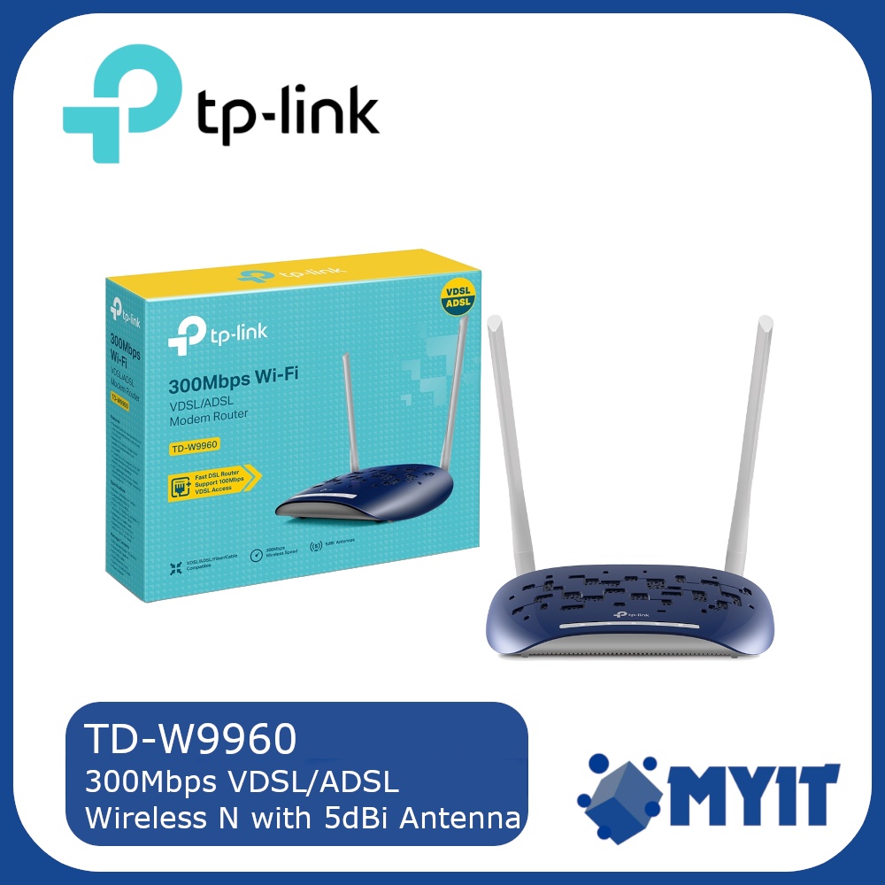 TP-Link TD-W9960 VDSL / ADSL Modem Router Wireless N 300Mbps with Two ...