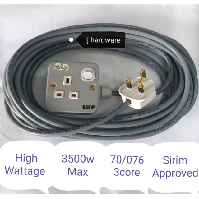 Heavy Duty Extension Single Trailing Socket 5M/10M Shopee Malaysia