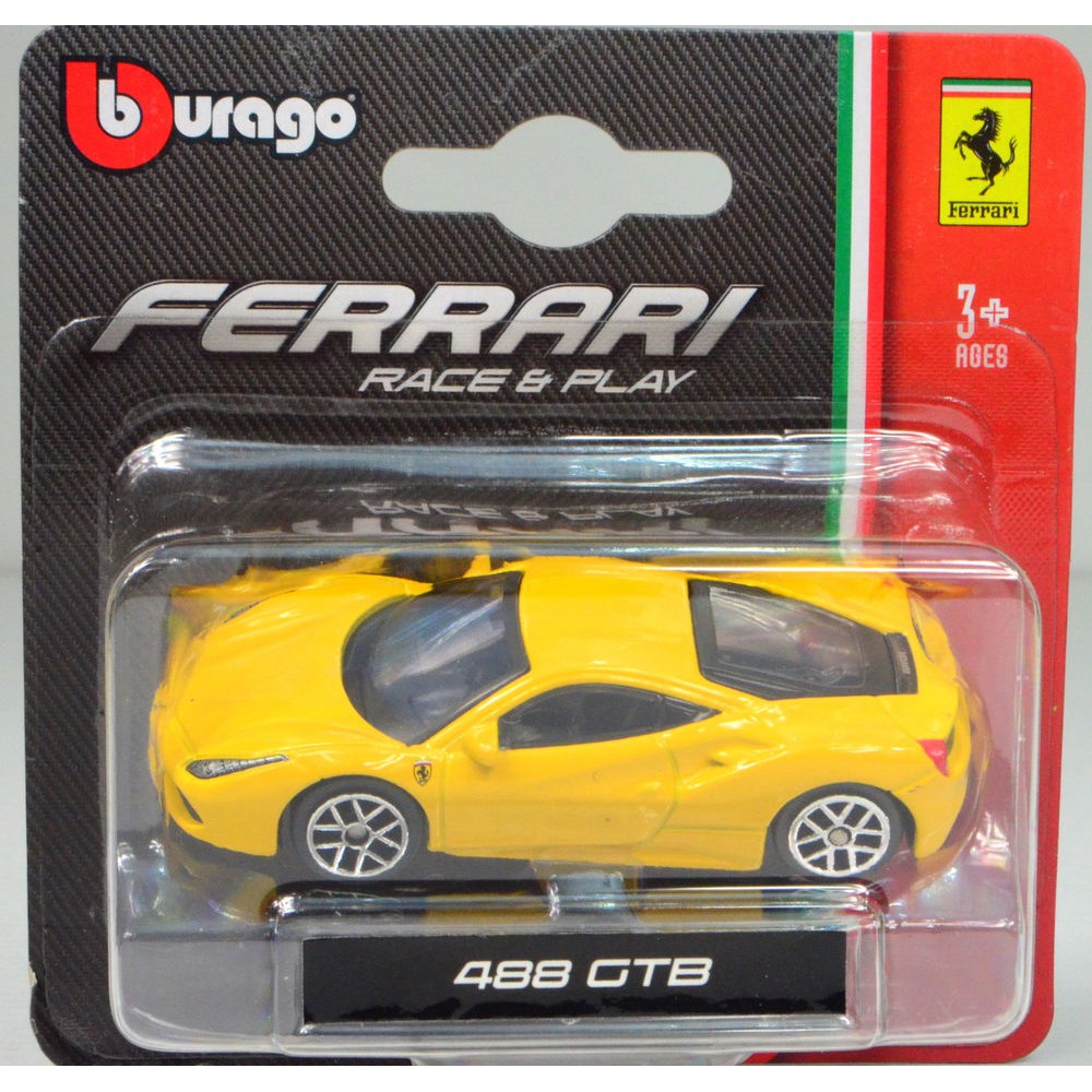 Bburago Ferrari 488 Gtb Yellow Scale 164 Model Car