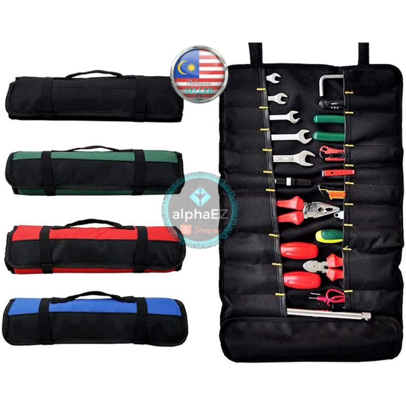 TOOLS 22 Slots Pockets Hardware Foldable Tool Bag Roll Pliers Knife Screwdriver Spanner Carry Case Pouch Bag Toolbag