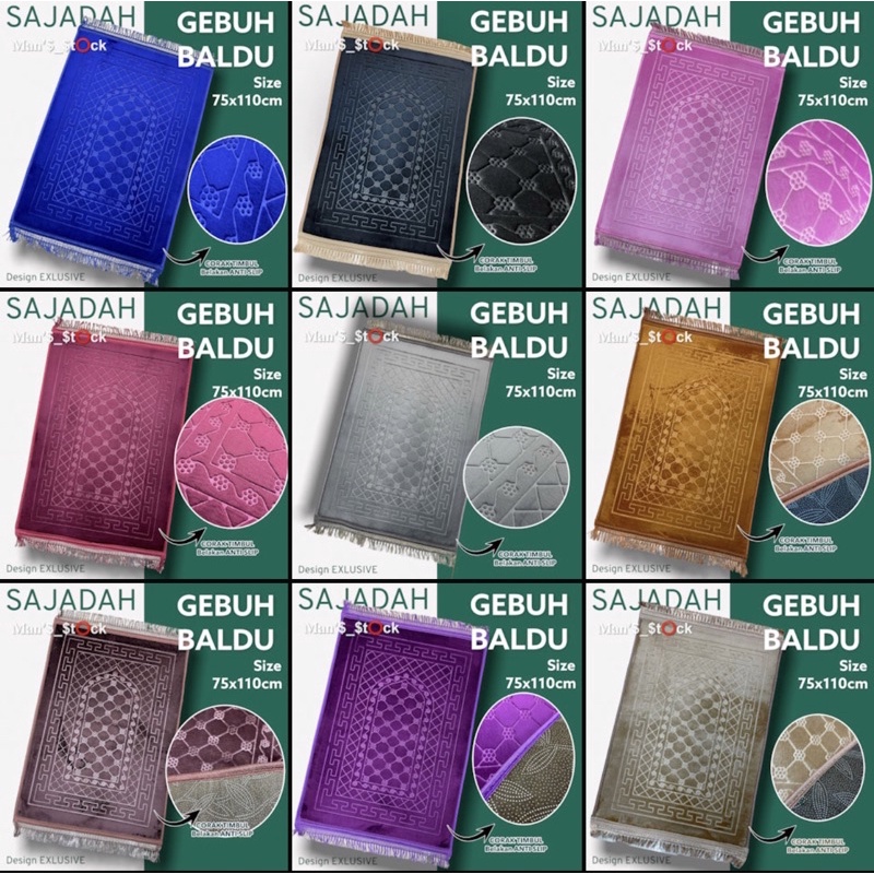 Sejadah tebal & gebu Mencegah Sakit Lutut bila sujud 128cm x 78cm Material sangat Lembut dan design exlusive timbul