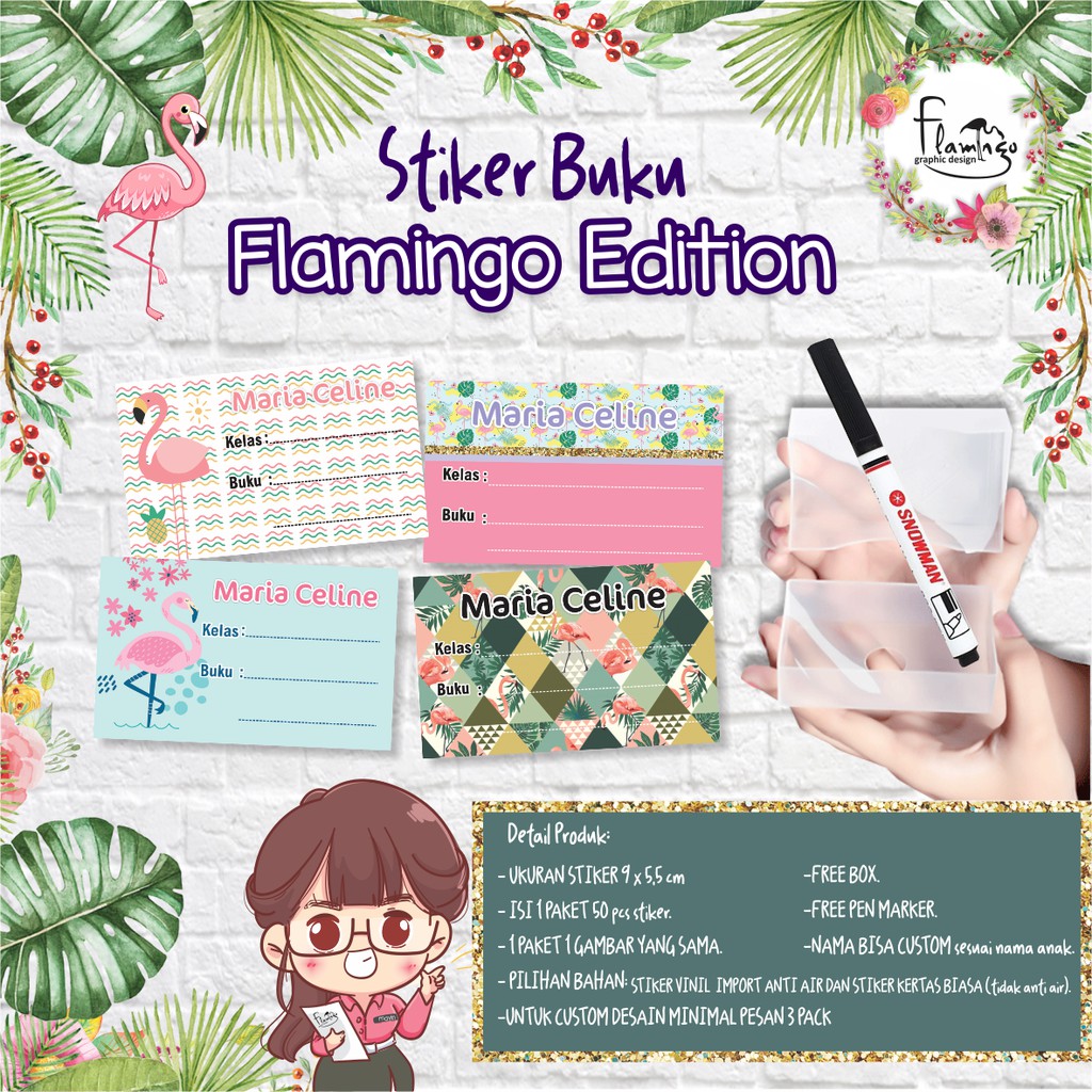 Flamingo Edition School Book Label Stickers Shopee Malaysia