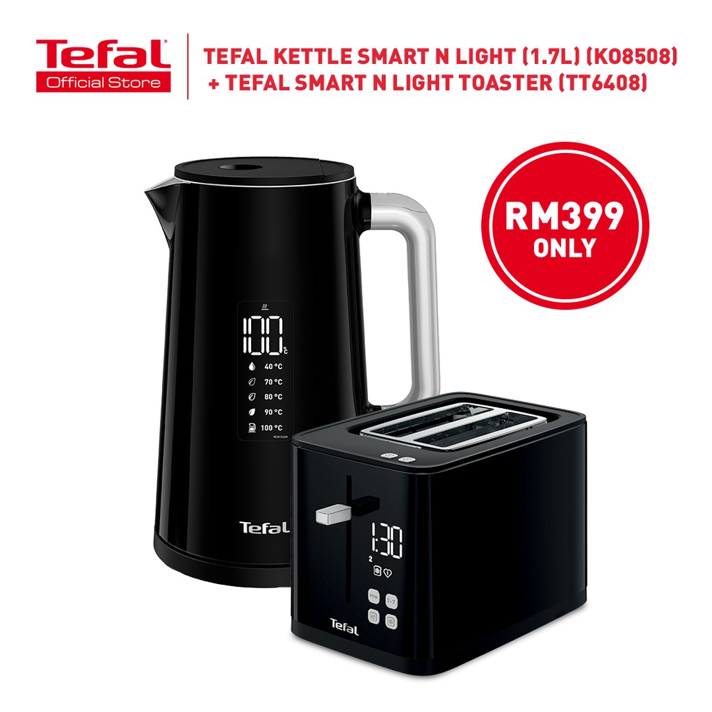 [Bundle] Tefal Kettle Smart N Light (1.7L) (KO8508) + Tefal Smart N Light Toaster (TT6408