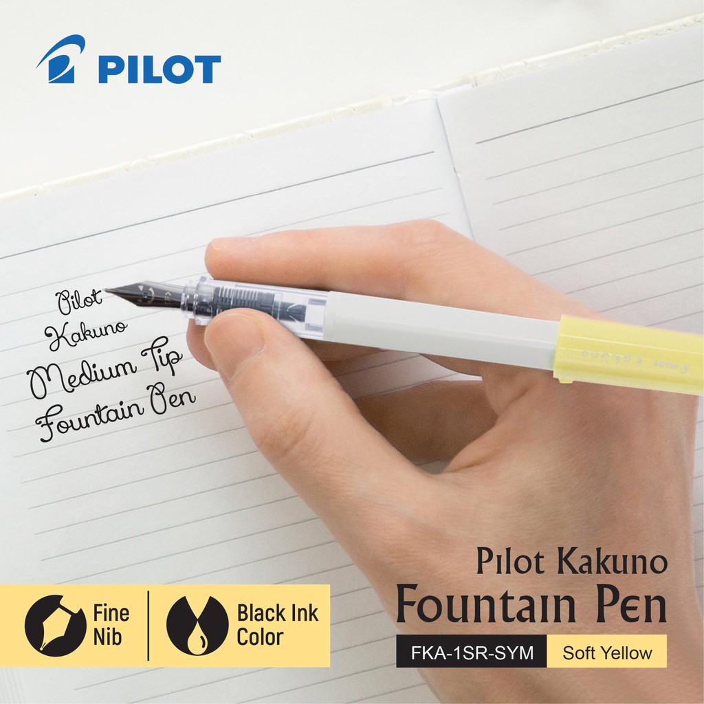 FKA-1SR-SYM White Body Soft Yellow Cap Body Pilot Kakuno Medium-Nib Fountain Pen 