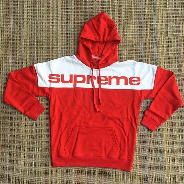 red white supreme hoodie