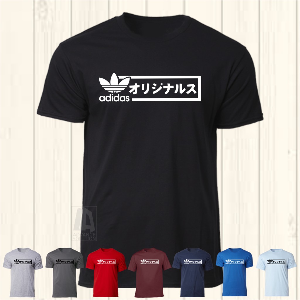 Adidas Japan Font T-Shirt 100% Cotton Unisex Men/Women/Ladies Black ...