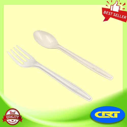 50 Pcs 6 5 White Plastic Spoon Disposable Sudu Plastik Putih