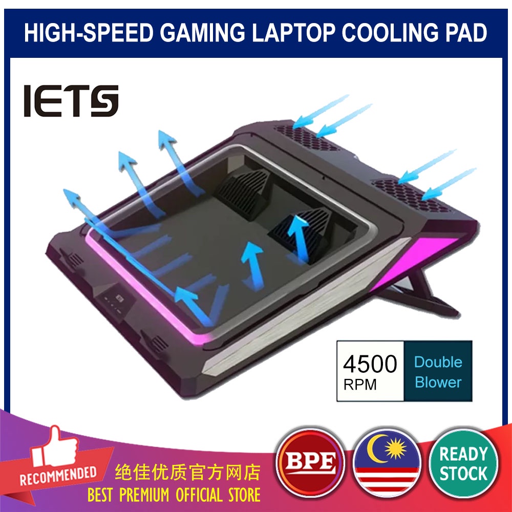 IETS Gaming Laptop Cooler 4500RPM GT300 Laptop Fan Cooling Pad Laptop