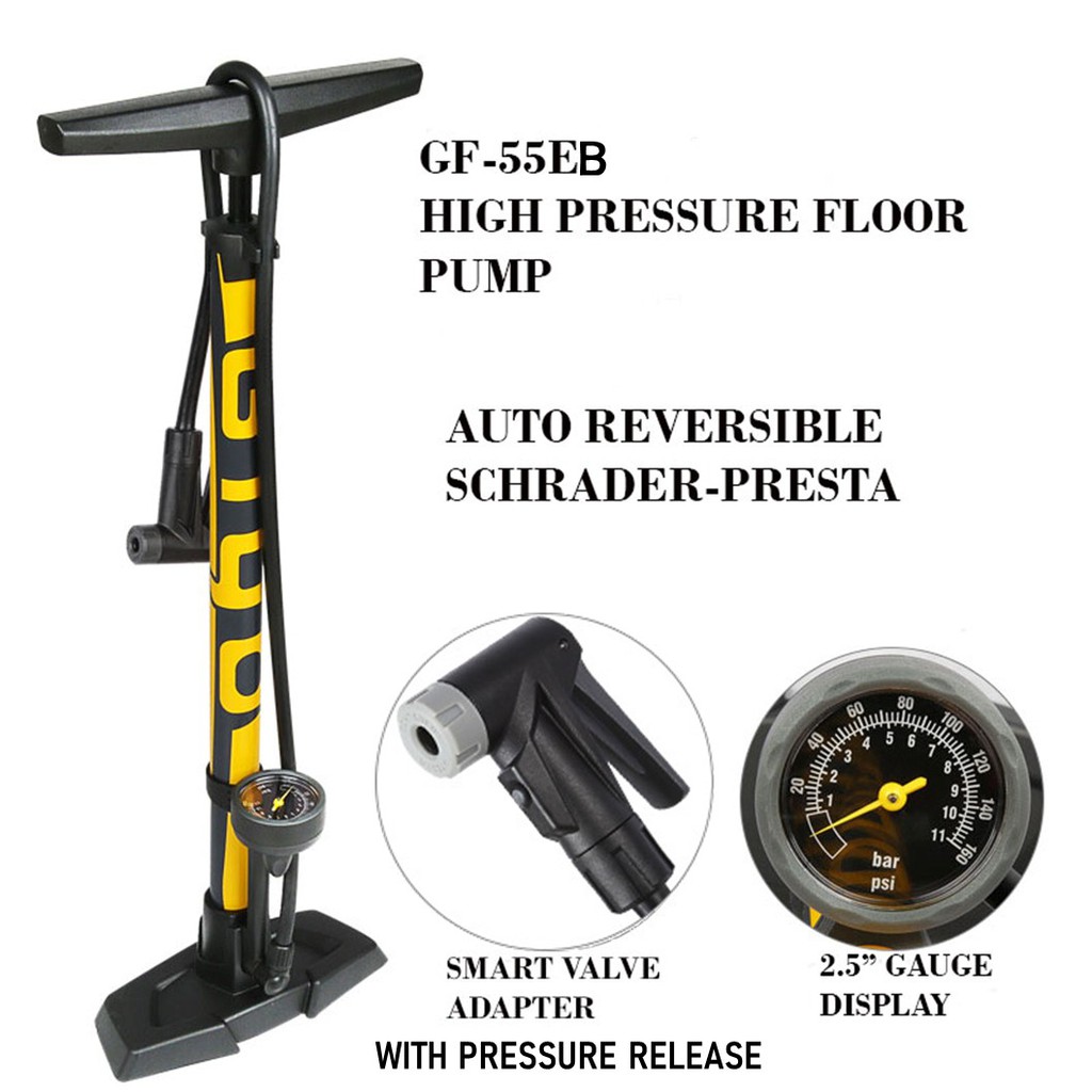 Giyo GF55E High Pressure Bicycle Floor Pump Smart Valve Pam Basikal