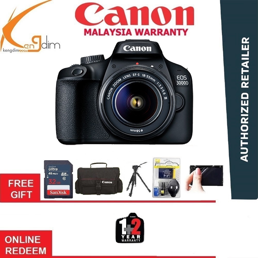 Canon EOS 3000D EF-S 18-55mm III Lens Kit (CANON MALAYSIA 1+2 YEARS WTY ...