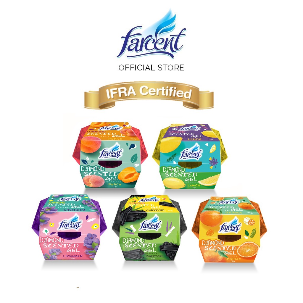 Farcent Scented Gel Diamond Air Freshener Charcoal Peach Lavender