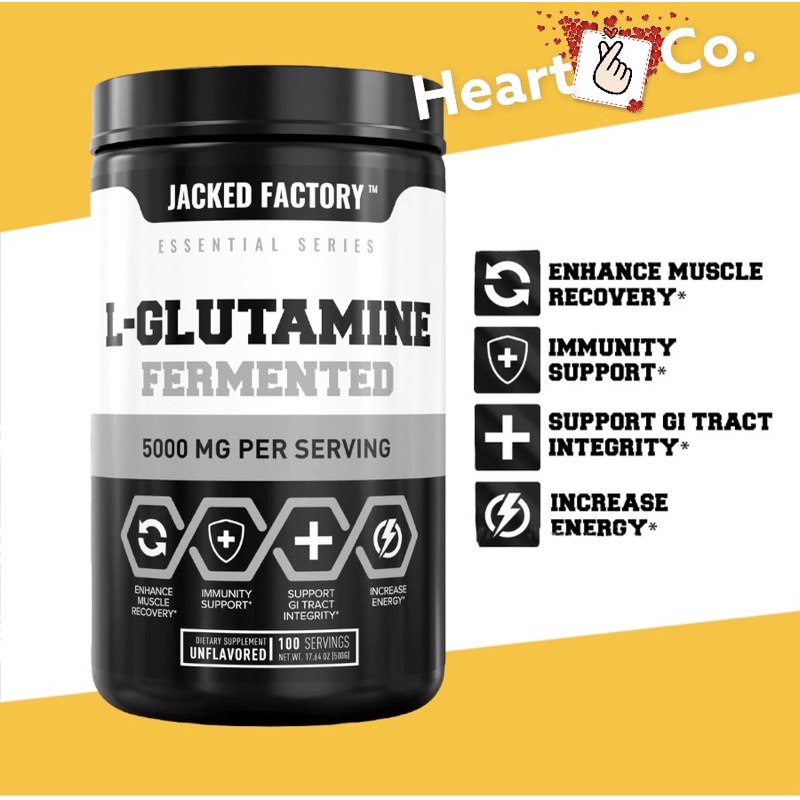 LGlutamine Powder 500g, 100 Servings Vegan Fermented Jacked Factory