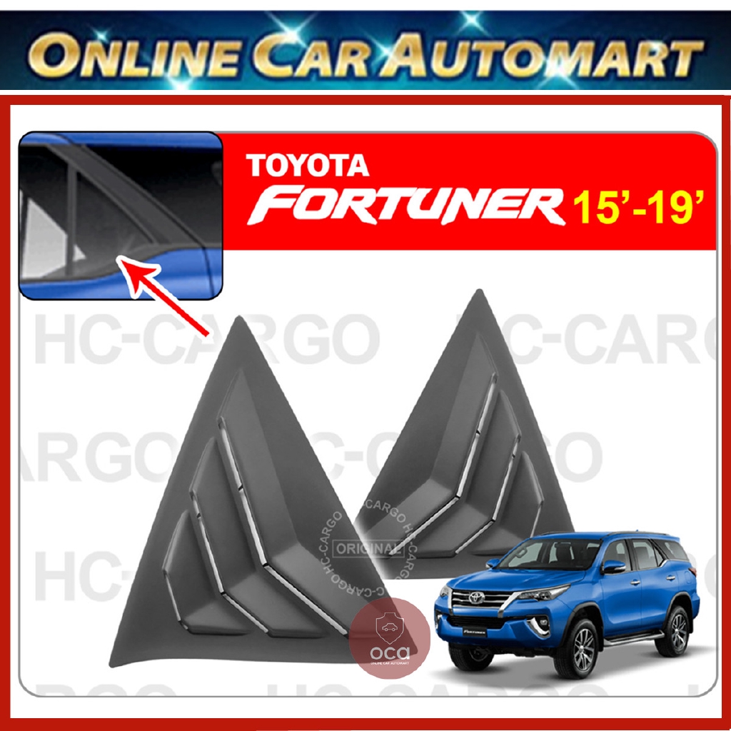Toyota Fortuner 2015-2019 Black Rear Side Shark Louver Window Cover Triangle Mirror Protector