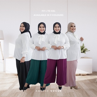 4684 Amoree Plus Size Fit L To 4XL Pleated Palazzo Stretchable Muslimah Soft Crepe