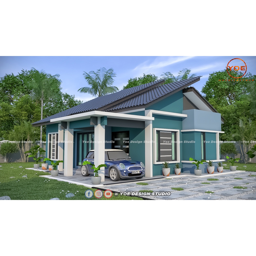 Design Rumah Banglo Barakah 36 X34 870kps 3 Bedrooms 2 Bathrooms House Design Pelan Rumah 3d Shopee Malaysia