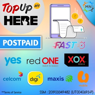 Pay Bill Postpaid Topup Maxis Digi Celcom Umobile Redone OneXOX YES ~ Top Up Call Internet Plan Telco Month Year Prepaid