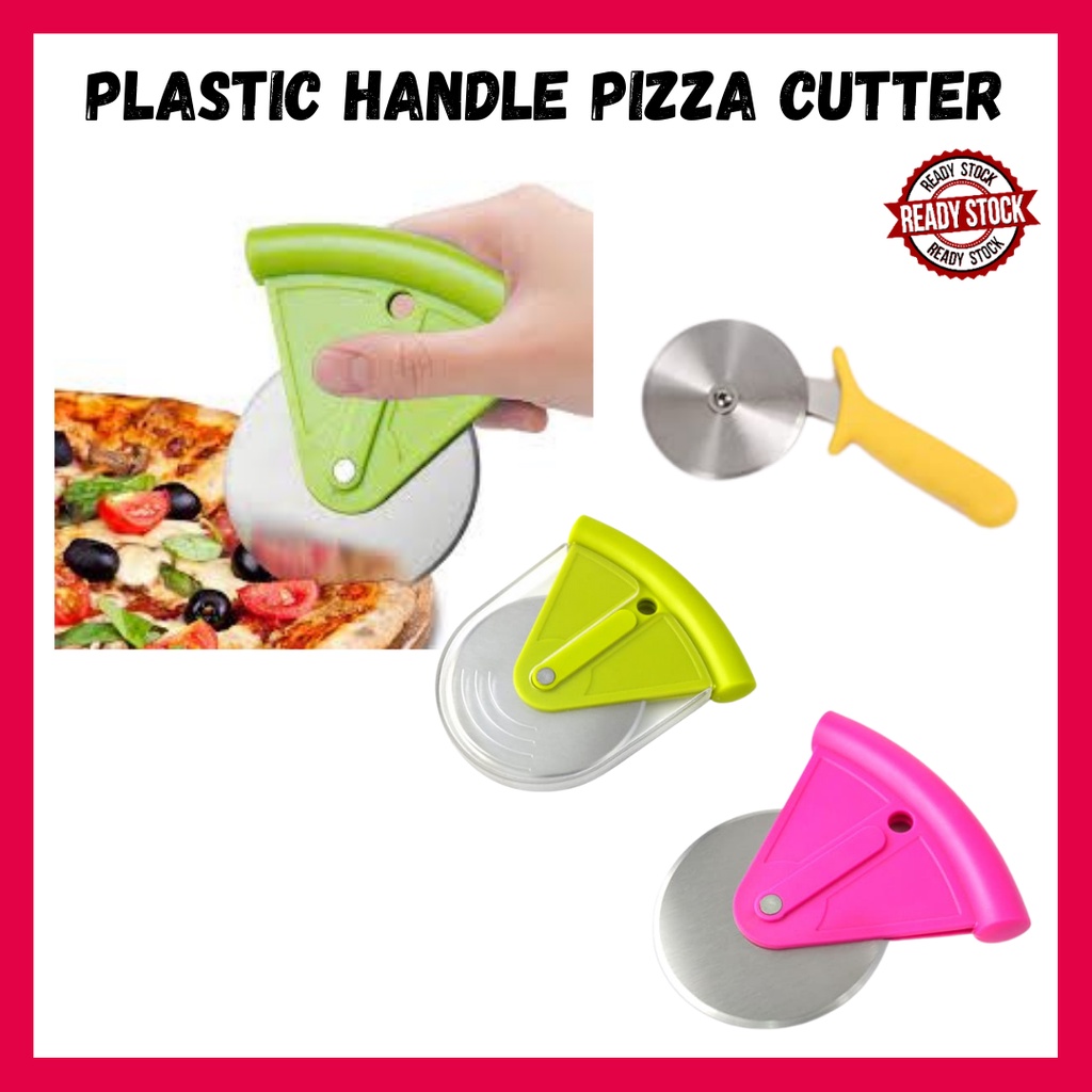 Plastic Handle Cheese Wheel Pizza Cutter Stainless Steel Pemotong Pizza CheeseCake Sandiwch Cutter Pink Yellow