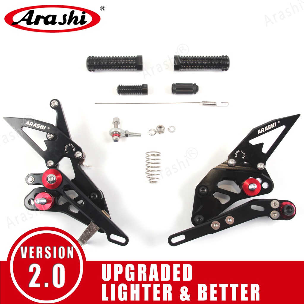 Arashi Version 2.0 Rearsets for Suzuki GSXR 1000 2009-2016 Motorcycle Accessories Adjustable Footrests Foot Peg Rear Sets GSX-R1000 GSX-R 1000 GSXR1000 Gray 2010 2011 2012 2013 2014 2015 