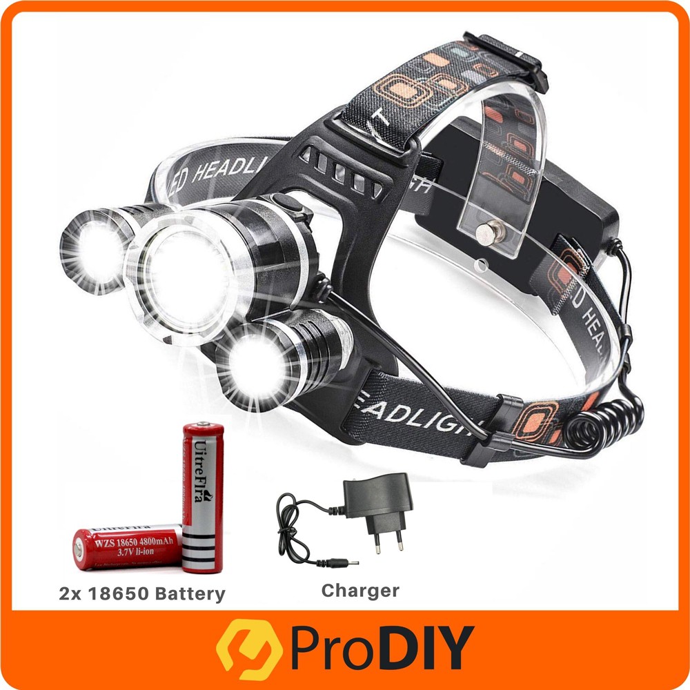 Lampu Kepala Berkualiti Brightest Head Lamp LED Work Headlight Rechargeable Waterproof