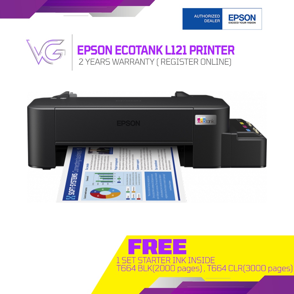 Epson L121 Ink Tank Printer New Replacement Model For Eco Tank L120 Print Only Shopee Malaysia 3763