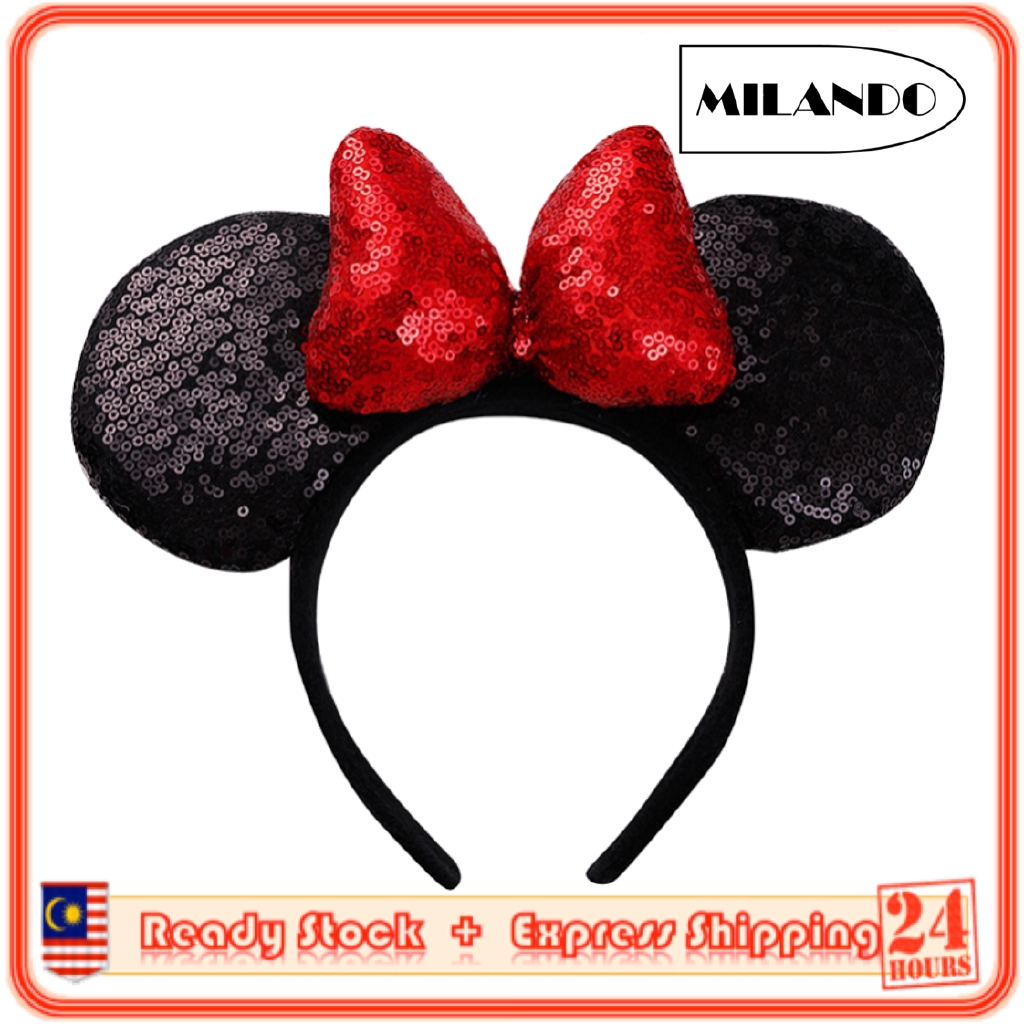 MILANDO Kid Children Girl Cute Bow Mickey Ears Headband Hair band Accessories (Type10 : Mickey Ear)