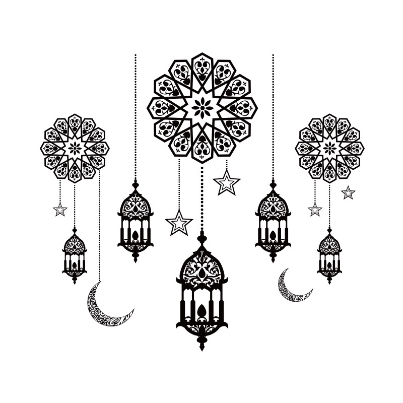 Versatile Quality Pelekat Dinding Bilik Tidur Ramadan Decoration Wall Art Sticker Muslim Kad Raya Aidilfitri Wallpape... - Image 4