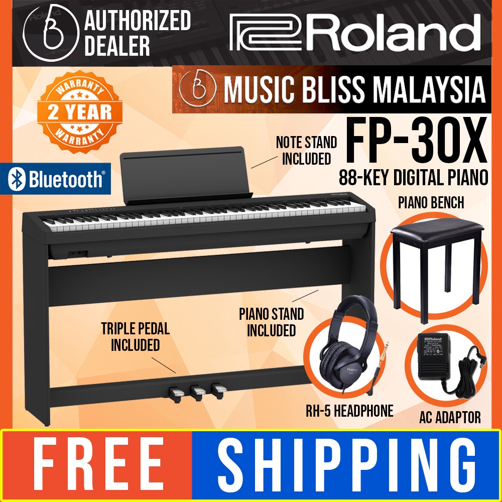 Free Shipping Roland Fp 30x Key Digital Piano Home Package With Rh 5 Headphone And Piano Bench Fp30x Fp 30x Shopee Malaysia