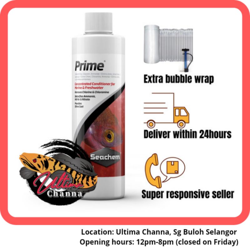 [Fast Shipping] SEACHEM Prime 50ML/100ML/250ML Aquarium Chlorine