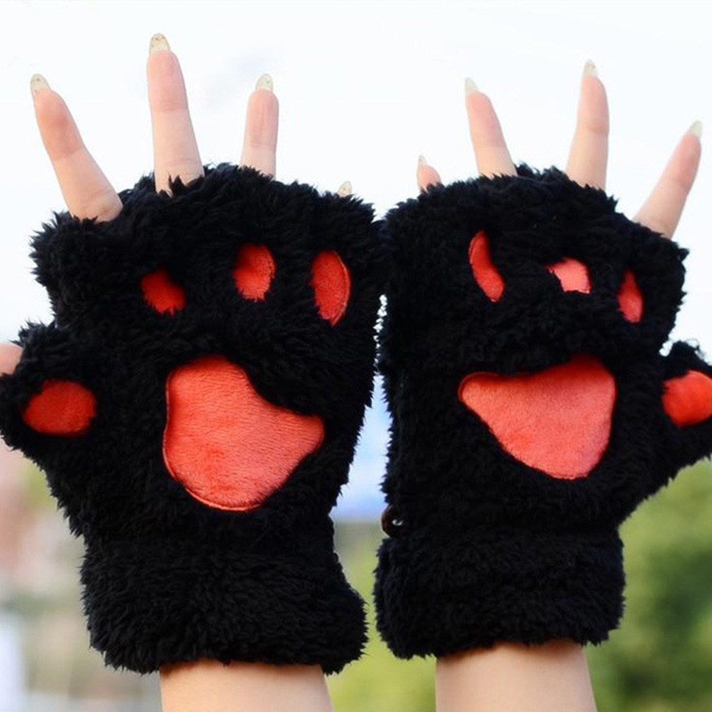 fluffy fingerless gloves