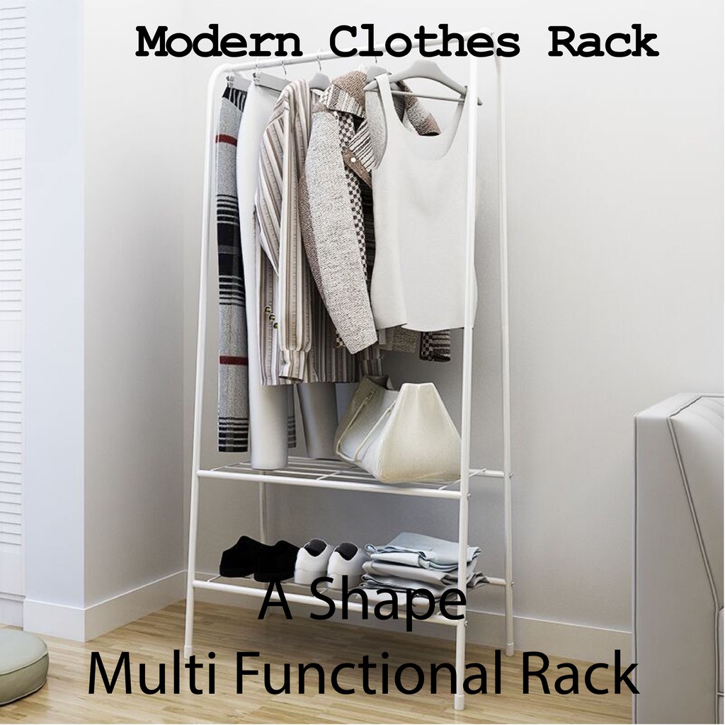 Multi Function Metal Coat Storage Display Stand Coat Rack Corner Shoe Stand Rack 2 Bottom Layers A Type Rack 10029 Shopee Malaysia