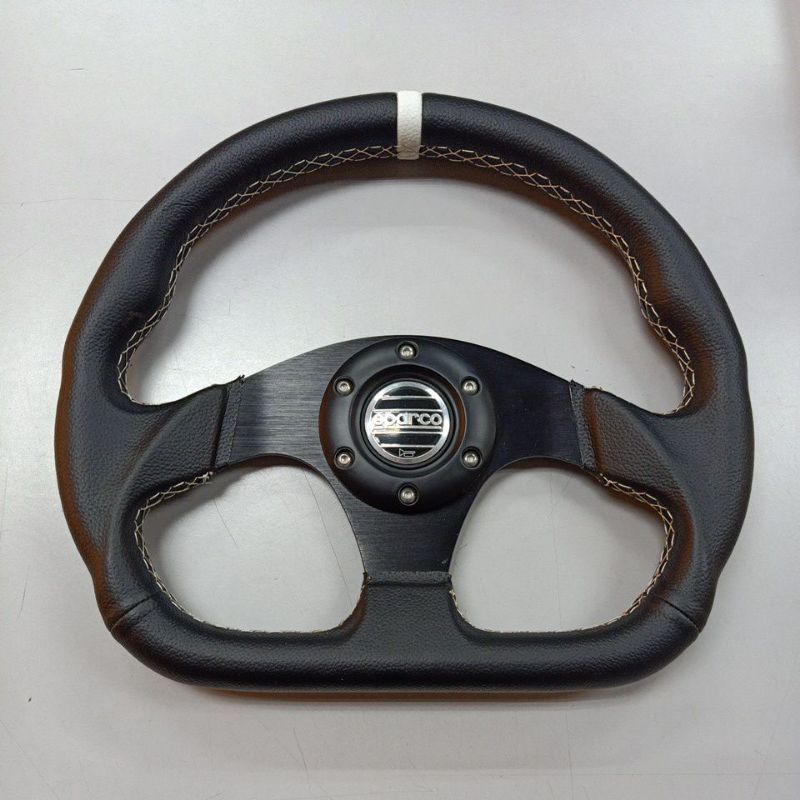 Sparco 14 Inch Deep Dish Leather Sport Steering Wheel W Horn Button 