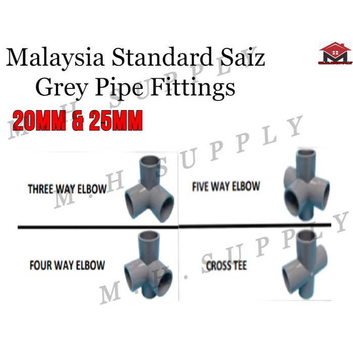 Pvc Grey Fitting Connector Joint Way Elbow Cross For Grey Pipe