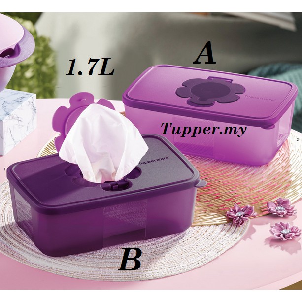 *A 1pc*Tupperware Tissue Tisu Box Raya Royale Purple Face mask keeper 1pc