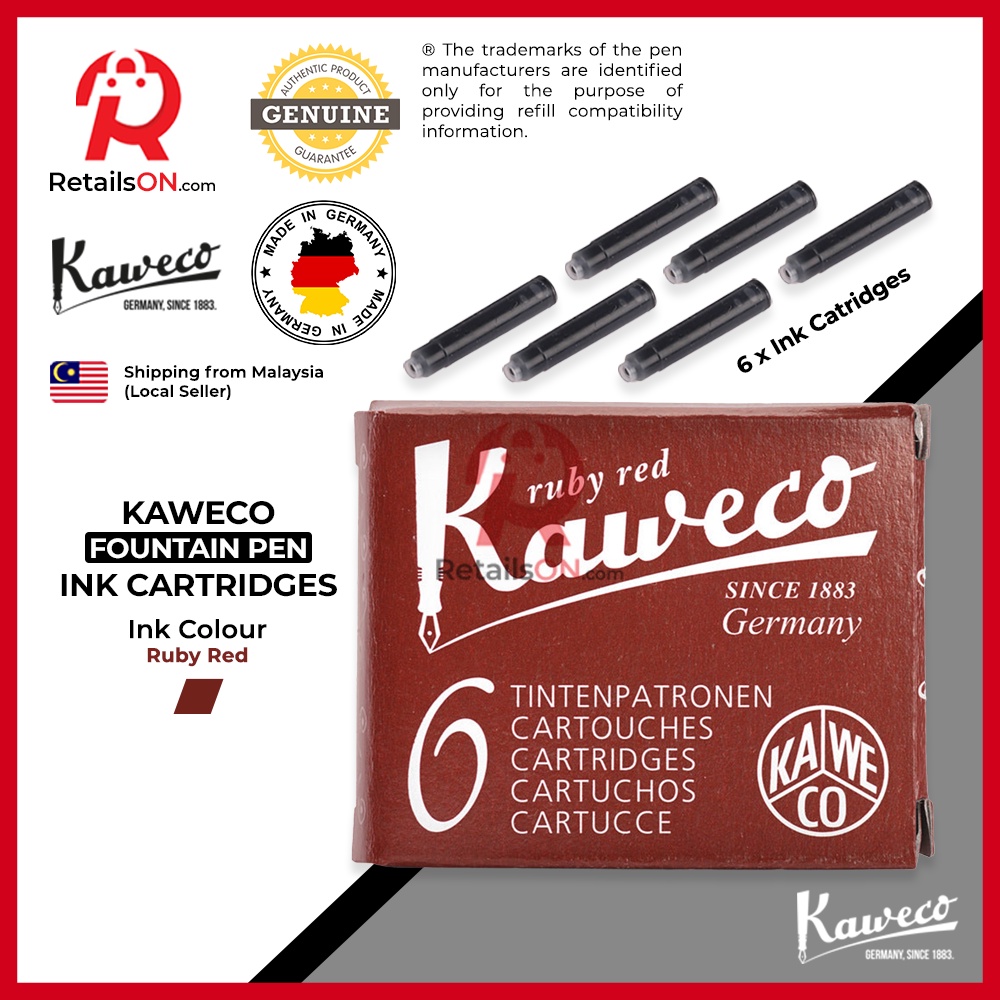 Kaweco Ink Cartridge (6 per pack) Ruby Red / Standard Fountain Pen