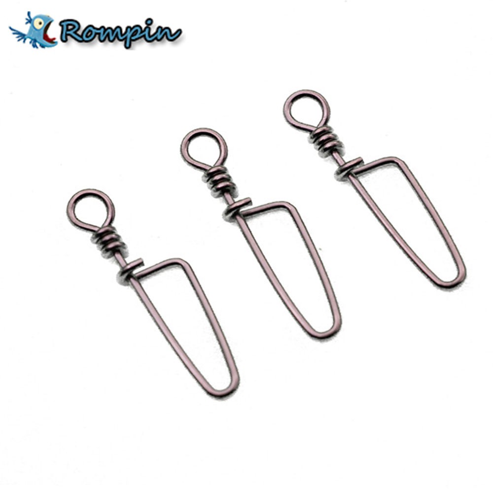 BESPORTBLE 50pcs Fishing Swivels with Safety Snap B Type Fishing Connector Snap Swivels High-carbon Steel Fishing Accessories